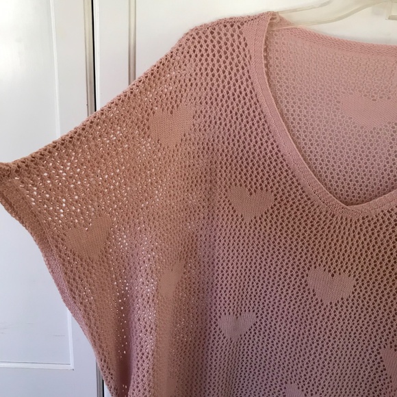 BLOOMCHIC Open Knit Sweater Tunic Side Ruching Pink Women’s Plus Size 22-24 3X - Picture 5 of 16